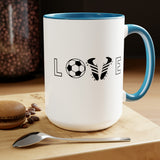 Soccer Love - Two-Tone Coffee Mugs, 15oz