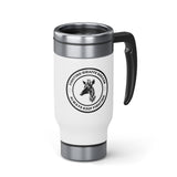 Fighting Giraffe's - Stainless Steel Travel Mug with Handle, 14oz (White)