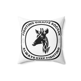 Fighting Giraffe's - Spun Polyester Square Pillow (White)