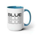 Blue Blue Blue - Two-Tone Coffee Mugs, 15oz