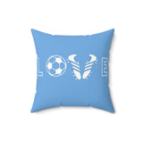 Soccer Love - Spun Polyester Square Pillow (Blue)