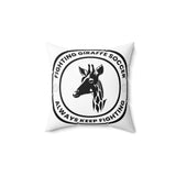 Fighting Giraffe's - Spun Polyester Square Pillow (White)