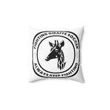 Fighting Giraffe's - Spun Polyester Square Pillow (White)