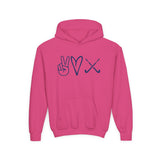 Peace Love Field Hockey - Heavy Blend Hooded Sweatshirt (Youth)