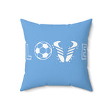Soccer Love - Spun Polyester Square Pillow (Blue)