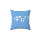 Soccer Love - Spun Polyester Square Pillow (Blue)