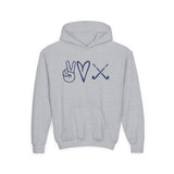 Peace Love Field Hockey - Heavy Blend Hooded Sweatshirt (Youth)
