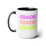 Coach! Coach! Coach! - Two-Tone Coffee Mugs, 15oz