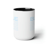 Blue Blue Blue - Two-Tone Coffee Mugs, 15oz