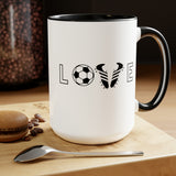 Soccer Love - Two-Tone Coffee Mugs, 15oz