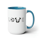 Soccer Love - Two-Tone Coffee Mugs, 15oz