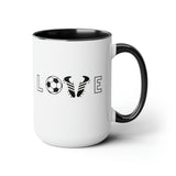 Soccer Love - Two-Tone Coffee Mugs, 15oz