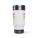 Coach! Coach! Coach!  - Stainless Steel Travel Mug with Handle, 14oz (White)