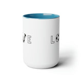 Soccer Love - Two-Tone Coffee Mugs, 15oz