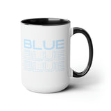 Blue Blue Blue - Two-Tone Coffee Mugs, 15oz