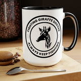 Fighting Giraffe's - Two-Tone Coffee Mugs, 15oz