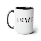 Soccer Love - Two-Tone Coffee Mugs, 15oz