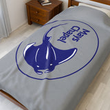 Manta Ray's Swimming - Velveteen Plush Blanket (Light Grey)