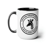 Fighting Giraffe's - Two-Tone Coffee Mugs, 15oz