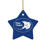 Manta Rays - Ceramic Ornament - Blue