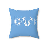 Soccer Love - Spun Polyester Square Pillow (Blue)