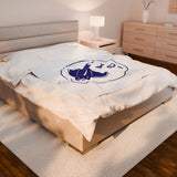 Manta Ray's Swimming - Velveteen Plush Blanket (White)