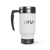 Soccer Love - Stainless Steel Travel Mug with Handle, 14oz (White)