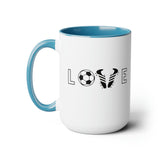 Soccer Love - Two-Tone Coffee Mugs, 15oz