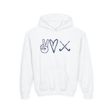 Peace Love Field Hockey - Heavy Blend Hooded Sweatshirt (Youth)