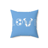 Soccer Love - Spun Polyester Square Pillow (Blue)