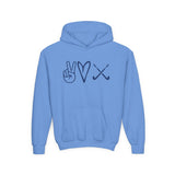 Peace Love Field Hockey - Heavy Blend Hooded Sweatshirt (Youth)