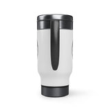 Fighting Giraffe's - Stainless Steel Travel Mug with Handle, 14oz (White)