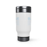 Blue Blue Blue - Stainless Steel Travel Mug with Handle, 14oz (White)