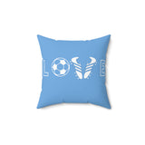 Soccer Love - Spun Polyester Square Pillow (Blue)