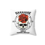 Darkside - RoseSkull- Spun Polyester Square Pillow (White)