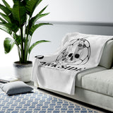 DarkSide - FlowerSkull - Velveteen Plush Blanket (White)