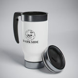 DarkSide - FlowerSkull - Stainless Steel Travel Mug with Handle, 14oz (White)