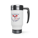 Navy Devils - Stainless Steel Travel Mug with Handle, 14oz (White)