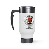 DarkSide - RoseSkull - Stainless Steel Travel Mug with Handle, 14oz (White)