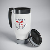 Navy Devils - Stainless Steel Travel Mug with Handle, 14oz (White)