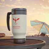 Dragons - Stainless Steel Travel Mug with Handle, 14oz (White)