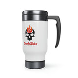 DarkSide - FlameSkull - Stainless Steel Travel Mug with Handle, 14oz (White)