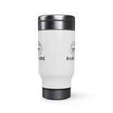 DarkSide - FlowerSkull - Stainless Steel Travel Mug with Handle, 14oz (White)