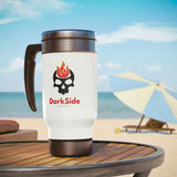 DarkSide - FlameSkull - Stainless Steel Travel Mug with Handle, 14oz (White)