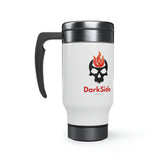 DarkSide - FlameSkull - Stainless Steel Travel Mug with Handle, 14oz (White)