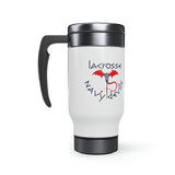 Navy Devils - Stainless Steel Travel Mug with Handle, 14oz (White)