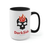 DarkSide - FlameSkull - Two-Tone Coffee Mugs, 15oz
