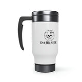DarkSide - FlowerSkull - Stainless Steel Travel Mug with Handle, 14oz (White)