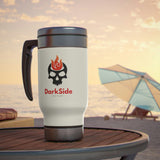 DarkSide - FlameSkull - Stainless Steel Travel Mug with Handle, 14oz (White)