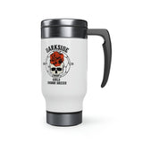 DarkSide - RoseSkull - Stainless Steel Travel Mug with Handle, 14oz (White)